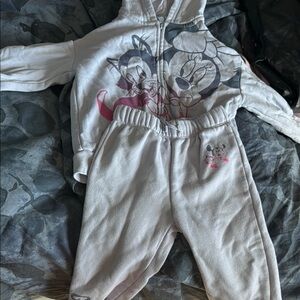 GAP Gray and Pink Character Hoodie Set size 2